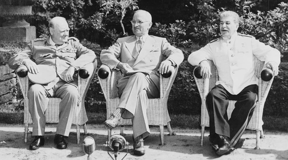 Churchill, Truman, y Stalin en Potsdam